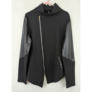 AOWOFS sz L Asymmetric zip Jacket or sweater faux leather stretchy men 2148n